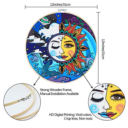 Pack of 3 Sun and Moon Wall Art Decoration with Frame