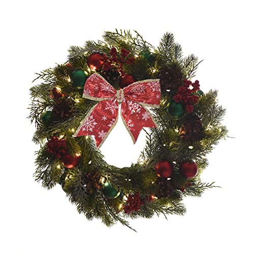 Battery Operated Prelit Christmas Wreaths for Front Door w/ 50 Led Lights