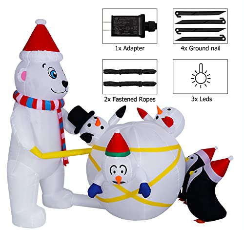 6FT Christmas Inflatables Outdoor Decorations w/ Built in LEDs