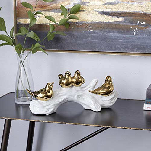 Porcelain Sculpture for Home Decor, 14" L x 5" W x 6" H, Gold