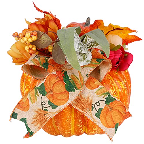 Thanksgiving Decorations Pumpkin with Plastic Succulents