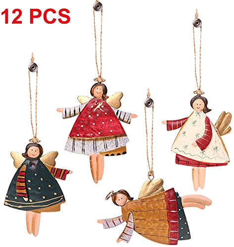 12 Pcs Dancing Angels Tin Christmas Tree Ornaments