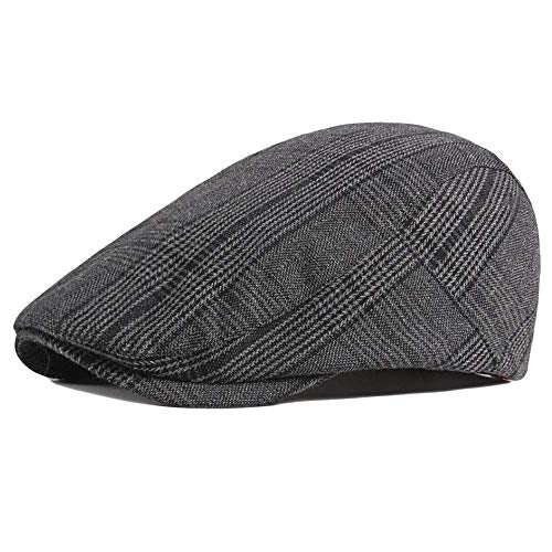 2 Pack Men's Cotton Flat Cap Ivy Gatsby Newsboy Hat (M)