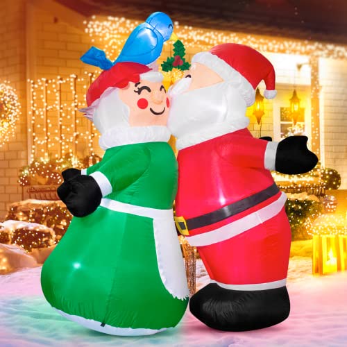 6FT Inflatable Christmas Decorations Santa & Mrs. Claus w/ LEDs