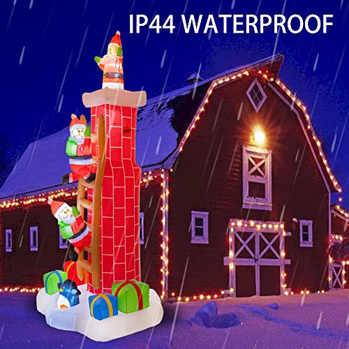 8 FT Inflatable Christmas Santa Claus Climbing Chimney, w/ LED Lights