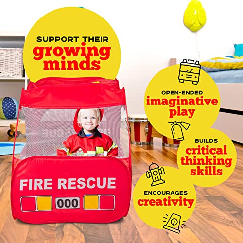 Fire Truck Tent w/ Sound Button for Kids Playhouse