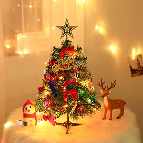 19.68 Inch Mini Christmas Tree w/ LED Lights & 18 Pcs Ornament