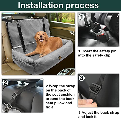 Dog Car Seat 35.5"(L) for Large Dog or 2 Small/Medium Dogs,Ca