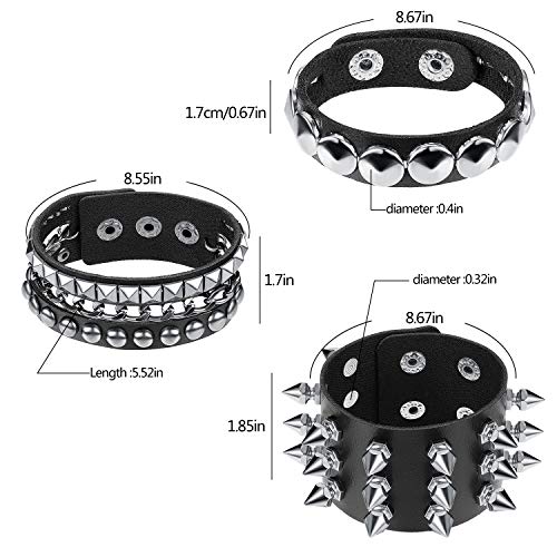 6 Pcs Punk Studded Bracelet Leather Rivets Cuff (Classic Style)