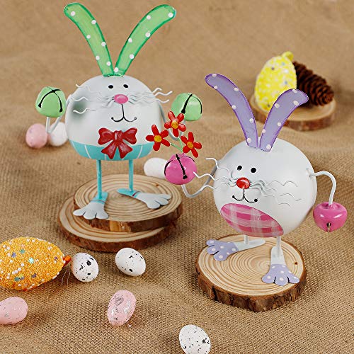 Set of 2 Metal Easter Bunny Decoration, 6.7 Inches