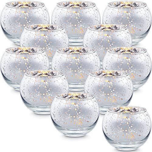 Candle Holders Set of 12 - Mercury Glass Votives Tealight Holder
