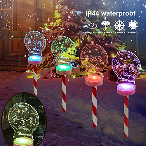 4 Pack Color Changing Christmas Solar Pathway Lights