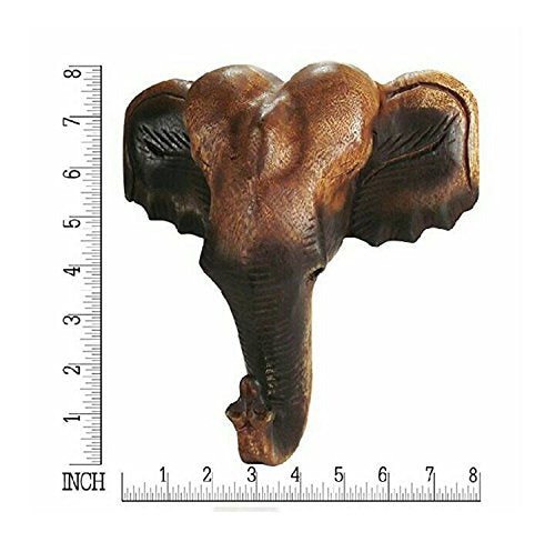 Wood Elephant Head Hand Carved for Wall Decoration