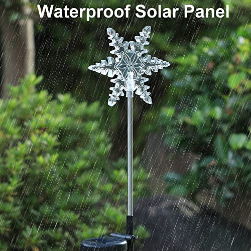 4 Pack Solar Christmas Snowflakes Garden Stake Lights Decoration