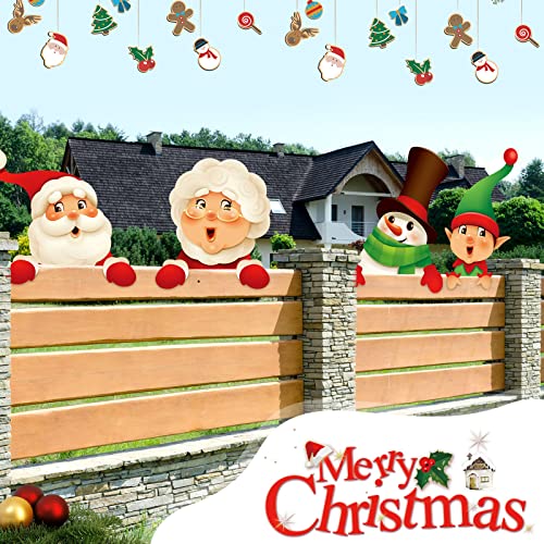 5 Pcs Christmas Fence Peeker Decoration