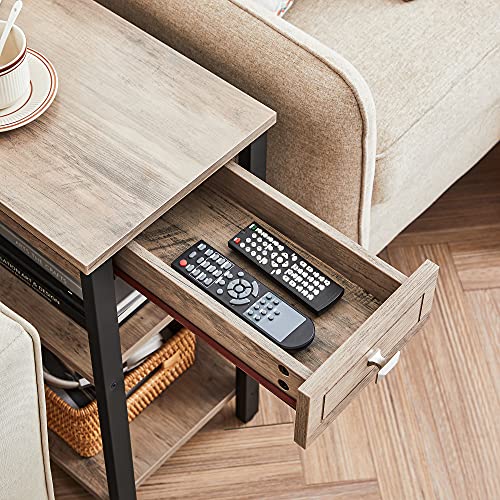 Side Table w/ Drawer & 2 Wooden Shelves