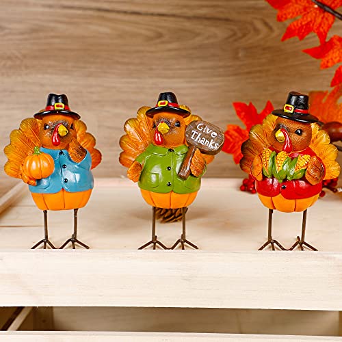 3 Pack Standing Turkeys Thanksgiving Decorations