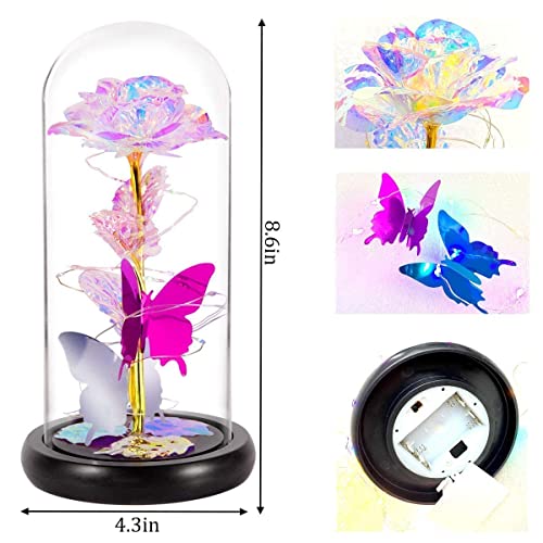 Love Flower Galaxy Rose w/ Led Decoration in Glass Dome for Valentines Gift