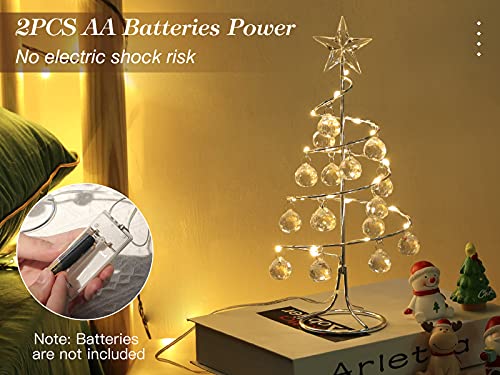 Crystal Christmas Tree LED Light Decorative Desk Lamp, Silver