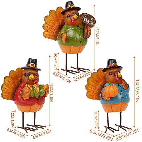 3 Pack Standing Turkeys Thanksgiving Decorations