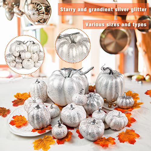 12P-16 PCS Artificial Pumpkins for Fall Halloween Thanksgiving Home Decoration