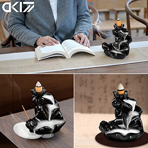 Waterfall Incense Holder Backflow Cone Ceramic Burner Porcelain Censer Incense Stick Stand with Free Cones