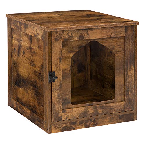 Hidden Cat Litter Box Enclosure w/ Door,Rustic Brown