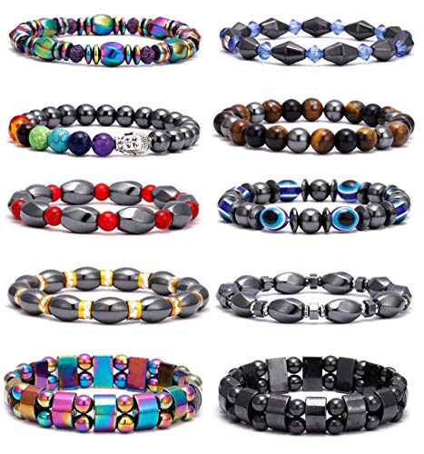 10 Pieces Hematite Magnetic Therapy Energy Reiki Relief Bracelets