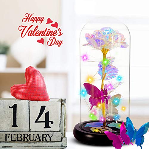 Love Flower Galaxy Rose w/ Led Decoration in Glass Dome for Valentines Gift