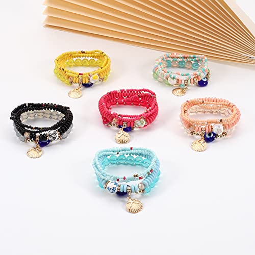 4/2 Sets Bohemia Evil Eye Beads Bracelets for Women