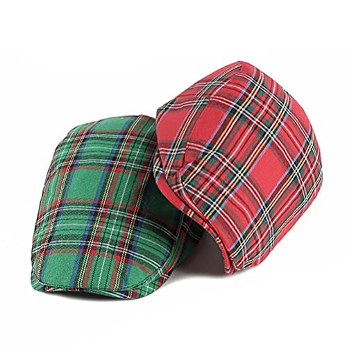 Men Adjustable Colorful Striped Plaid Ivy Newsboy Cabbie Gatsby Cotton Caps