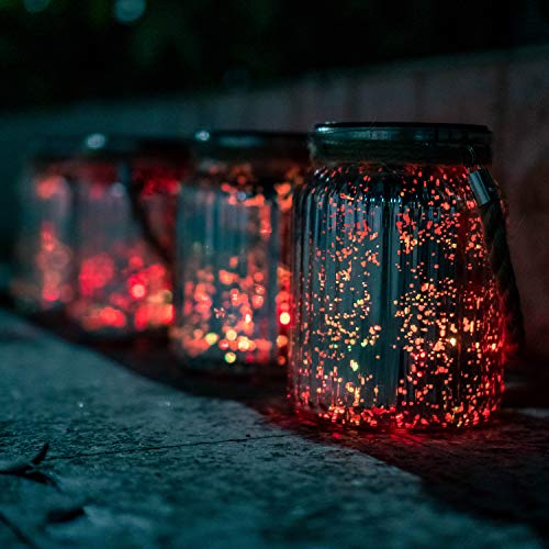 2 Pack,20 LED Solar Mercury Glass Mason Jar Hanging  Christmas Lights