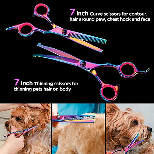 4CR Stainless Steel Safety Round Tip 6 in 1 Professional Dog Grooming Scissors Kit