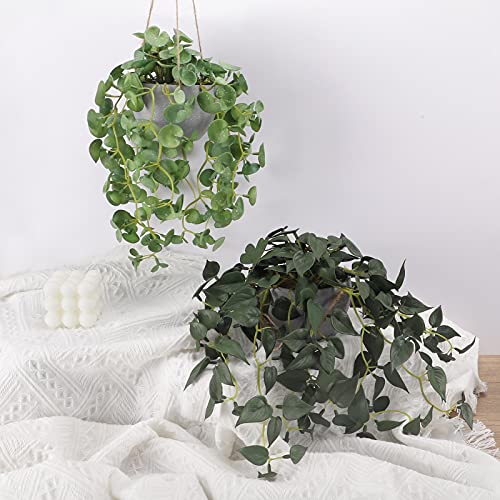 2 Pack Artificial Hanging Plants w/ Pots