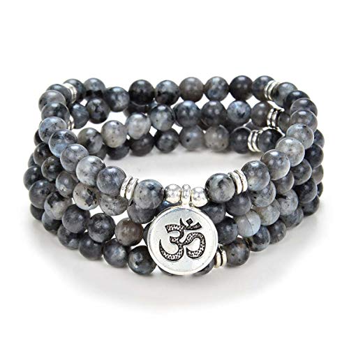 Yoga Symbol Pendant Charm 108 Mala Beads Meditation Bracelet Necklace