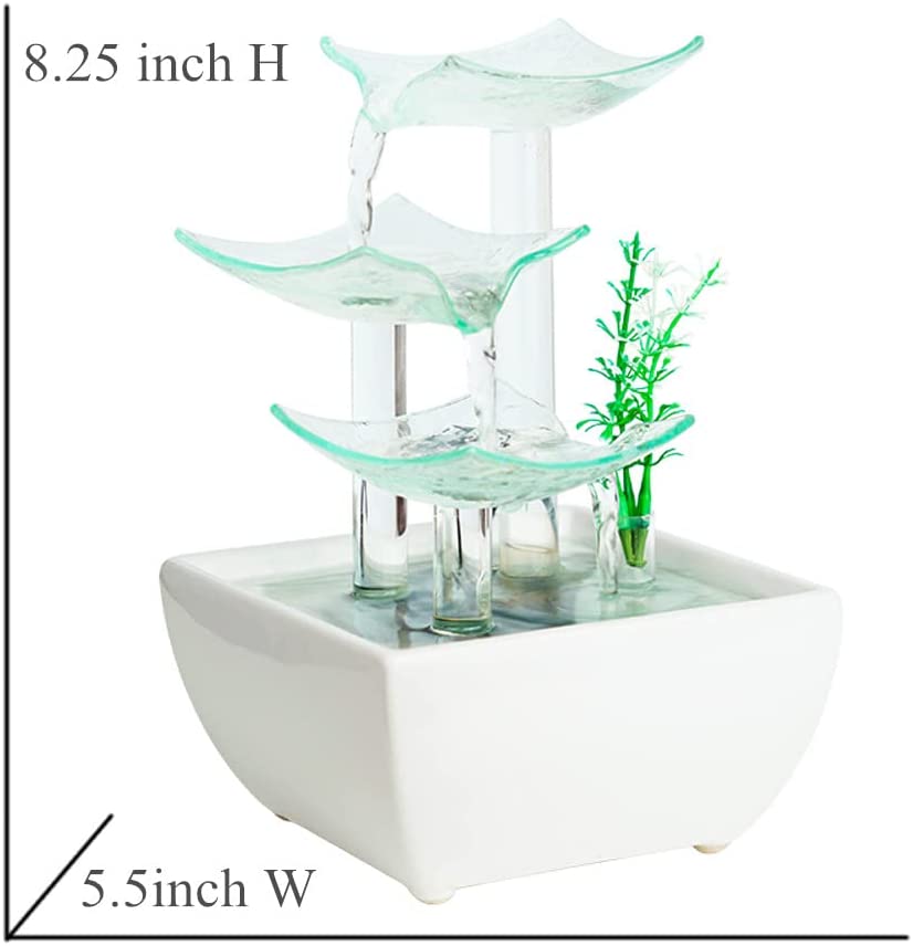 Ceramic and Glass Tabletop Fountain for Indoor Home Decoration