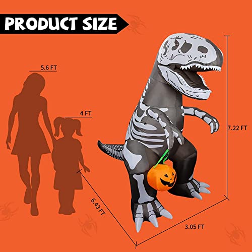 6.5ft Halloween  Inflatable Skeleton Dinosaur w/  Build-in LEDs