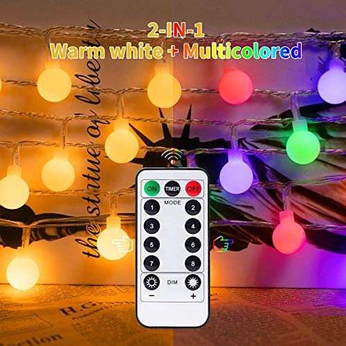 33 Feet 100 Led Mini Globe String Lights, Plug in, 8 Modes w/ Remote