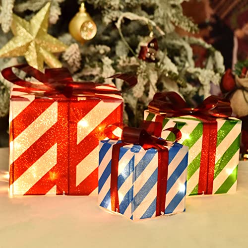Set of 3 Christmas Lighted Gift Boxes