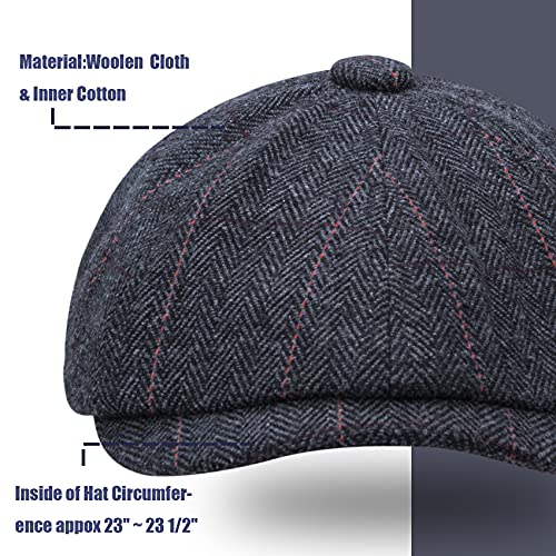 2 Pack Newsboy Hats for Men Classic 8 Panel Wool Blend