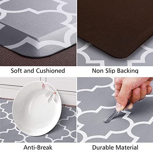 [2 PCS] Cushioned Anti-Fatigue Kitchen Rug, Waterproof Non-Slip