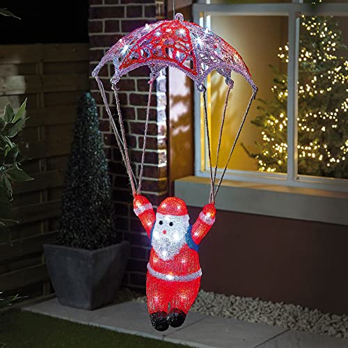 Pre Lit Hanging Acrylic Parachute Santa/Snowman Christmas Decoration