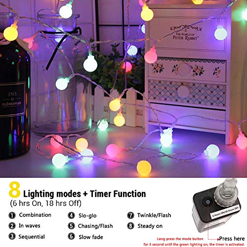 Globe Pastel Easter String Lights, 33ft 100 LED 8 Lighting Modes w/ Timer - Multicolor