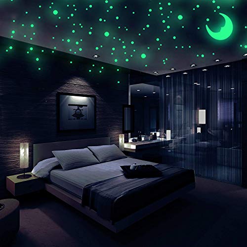 Realistic 3D Glow in The Dark Stars, 572 Dots in 3 Sizes and A Moon for Ceiling Or Walls,