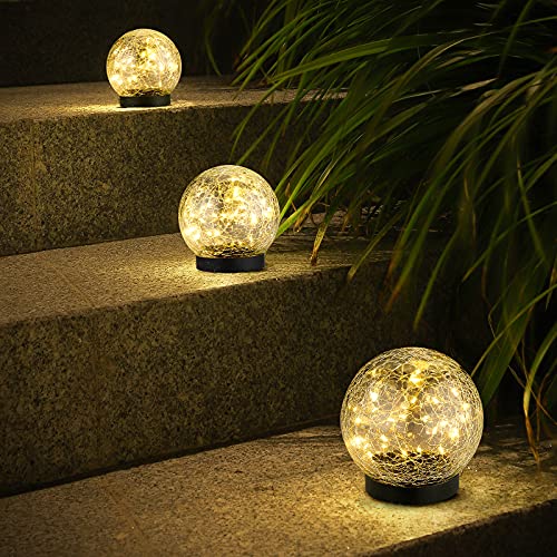 2-Pack Garden Solar Lights Decorative-  Cracked Glass Globe