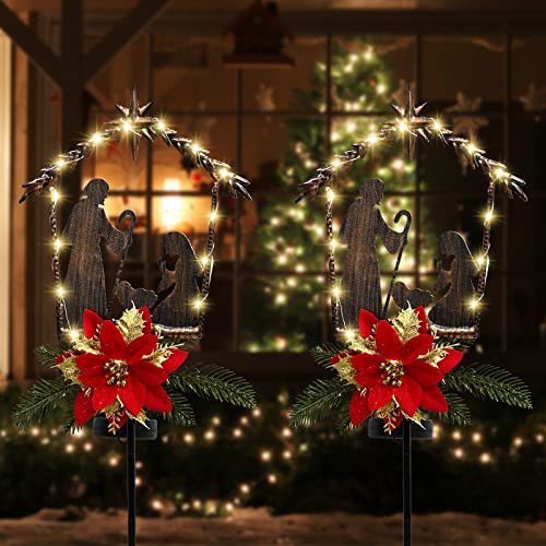 Nativity Scene Solar Outdoor Yard Stakes Christmas Decoration