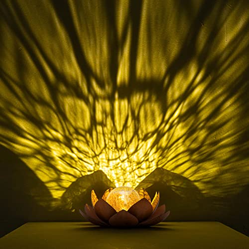 Lotus Solar Light  Garden Decor ,Waterproof LED Crackle Globe Glass Flower Light