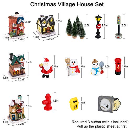 16 Pcs LED Christmas Village Houses Towns Scene Set Decorations