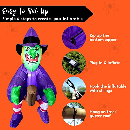 4 FT Tall Halloween Inflatable Witch w/ LED