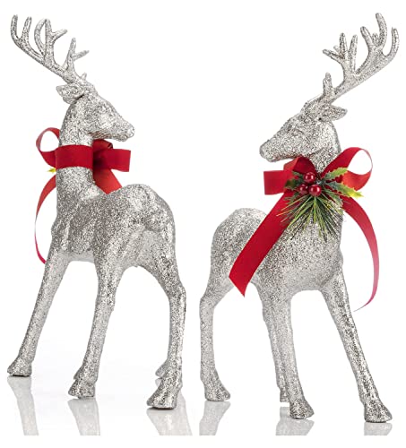 2 Pcs Glitter Reindeer Christmas Decoration